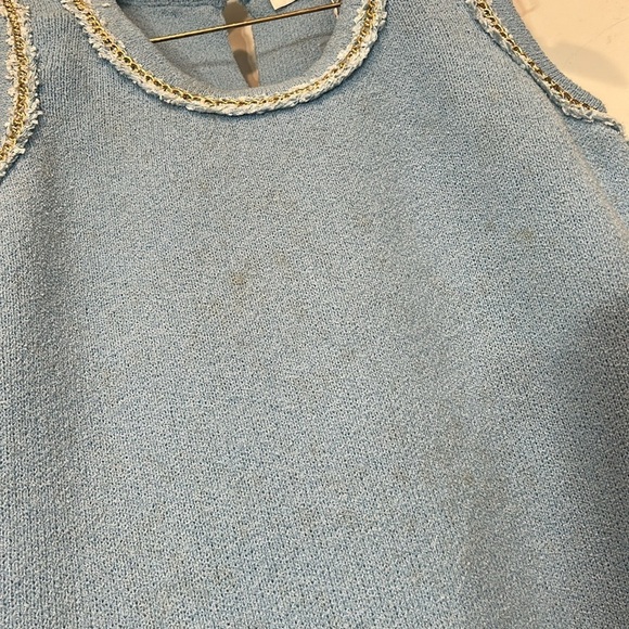 Endless rose powder Blue Sleeveless Dress with gold chain Trim medium - Picture 5 of 8